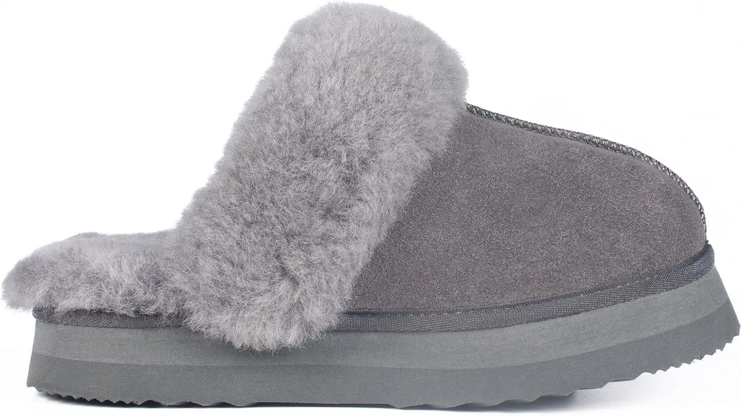 Parfeying Women's Sheepskin House Slippers Indoor Outdoor Shearling Shoes for Women