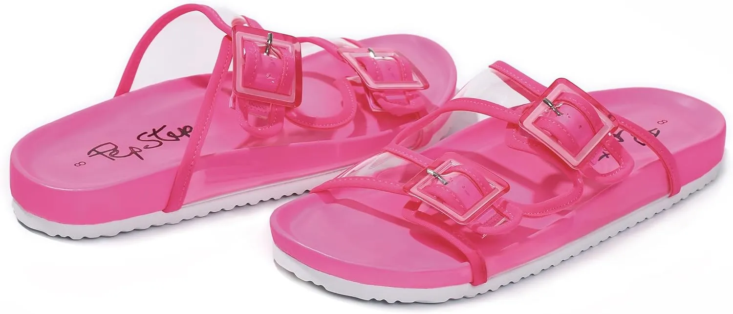 PepStep Slide Sandals for Women with Soft Cork Footbed and Strap, Ladies Fashion Platform Slide Sandals Comfortable Slip On Style