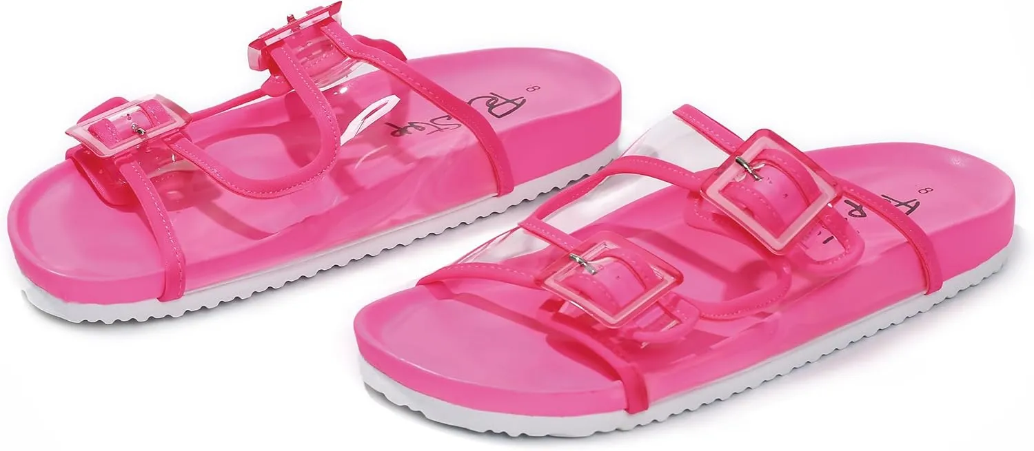 PepStep Slide Sandals for Women with Soft Cork Footbed and Strap, Ladies Fashion Platform Slide Sandals Comfortable Slip On Style