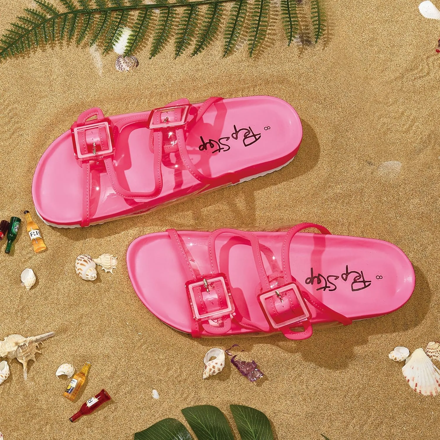 PepStep Slide Sandals for Women with Soft Cork Footbed and Strap, Ladies Fashion Platform Slide Sandals Comfortable Slip On Style