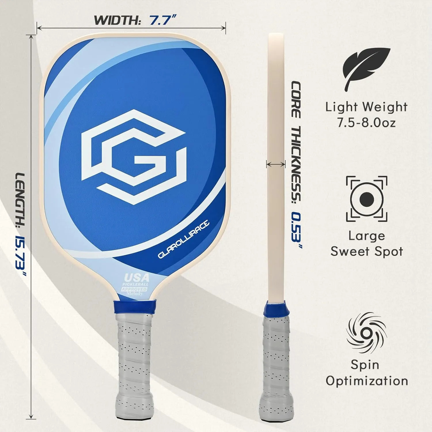 Pickleball Paddles Set of 2 | 4 Pickleball Rackets,USAPA Approved Pickleball Set of 2 | 4 Pickle Ball Paddles,Fiberglass Surface & 13 mm PP Honeycomb Core,4 Indoor & Outdoor Balls,1 Bag