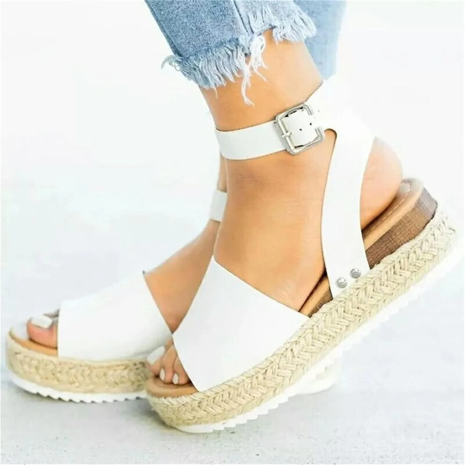 Platform Sandals Women Dressy 2025 Summer Open Toe Buckle Ankle Strap Wedge Sandals Comfortable Arch Support Wedge Sandals