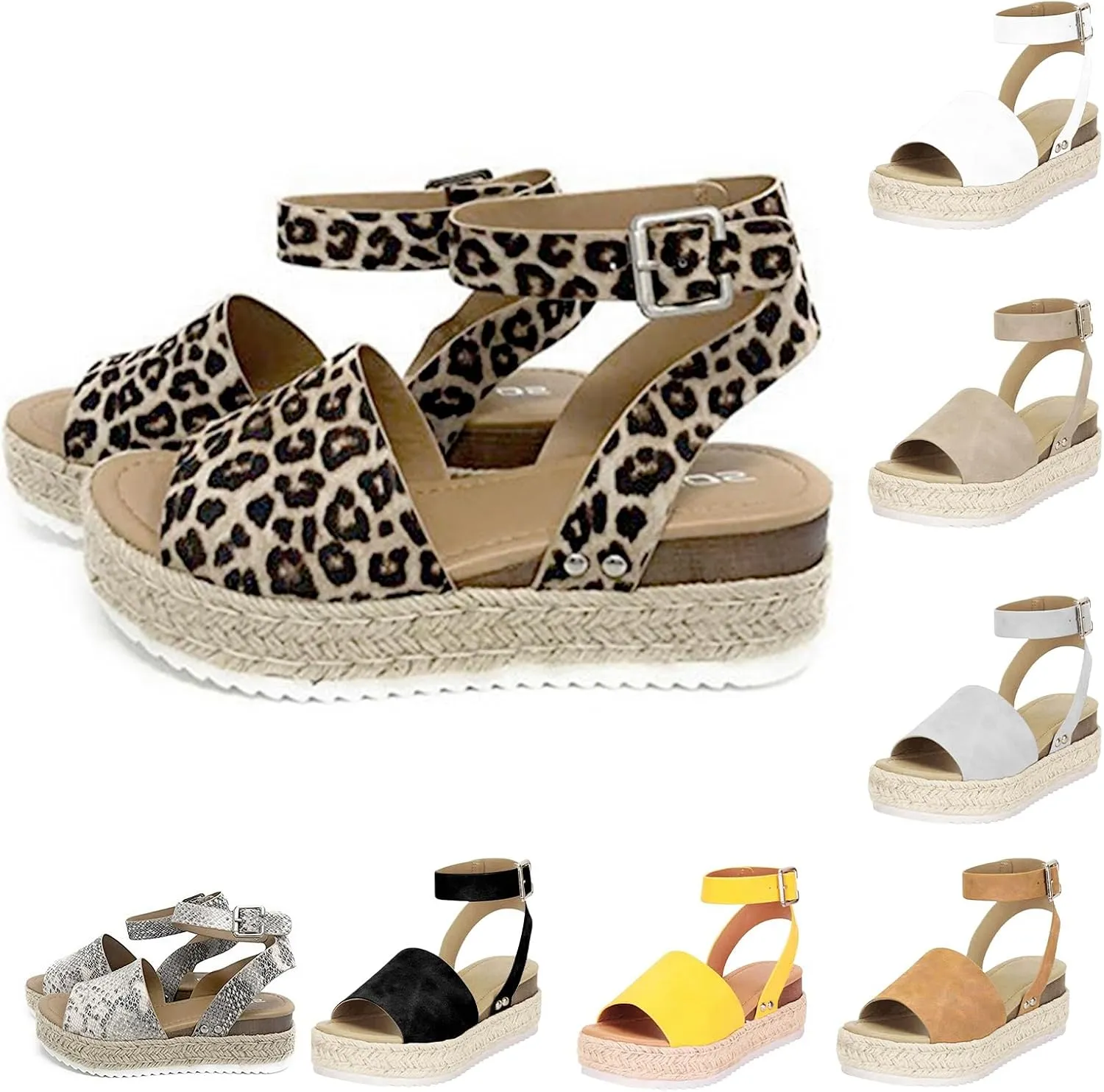Platform Sandals Women Dressy 2025 Summer Open Toe Buckle Ankle Strap Wedge Sandals Comfortable Arch Support Wedge Sandals