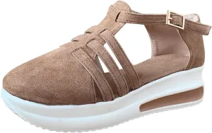 Platform Sandals Women Wedge Braided Platform Adjustable Ankle Band Breathable Beach Shoes Slip-Resistant Tread 2025 Spring and Summer Vacation