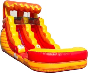 Pogo Bounce House Backyard Inflatable Water Slides for Kids with Splash Pool - Fire Marble Slide with Water Pool Complete with Blower, and Stakes - 21' x 9' - 12' Tall Slide