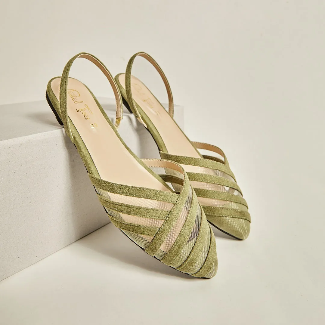 Pointed Net Mule - Green