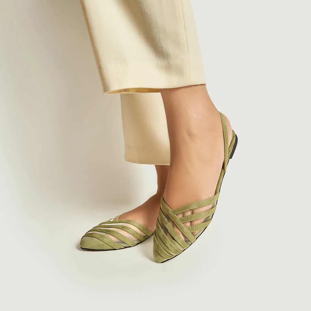 Pointed Net Mule - Green