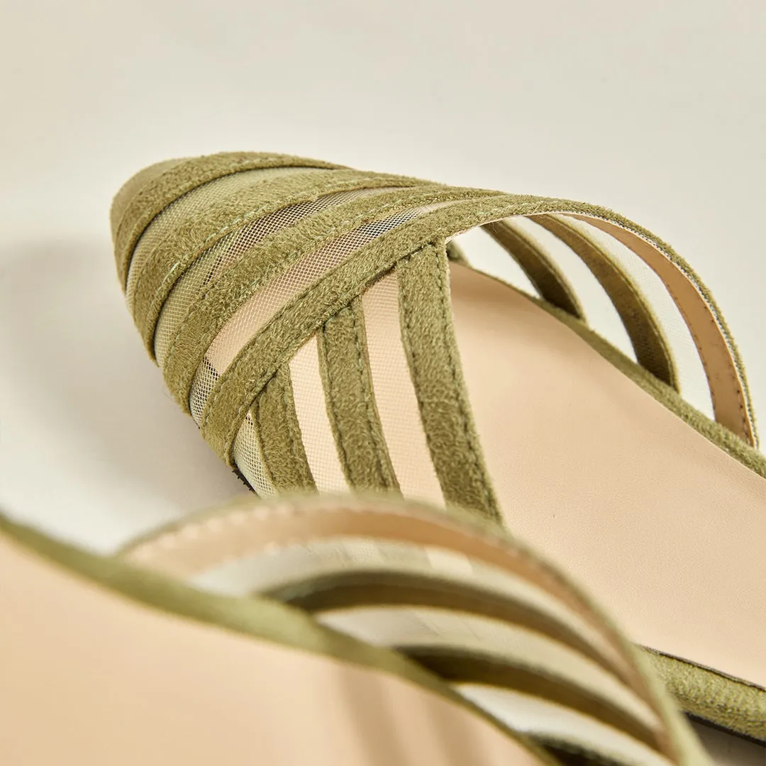 Pointed Net Mule - Green