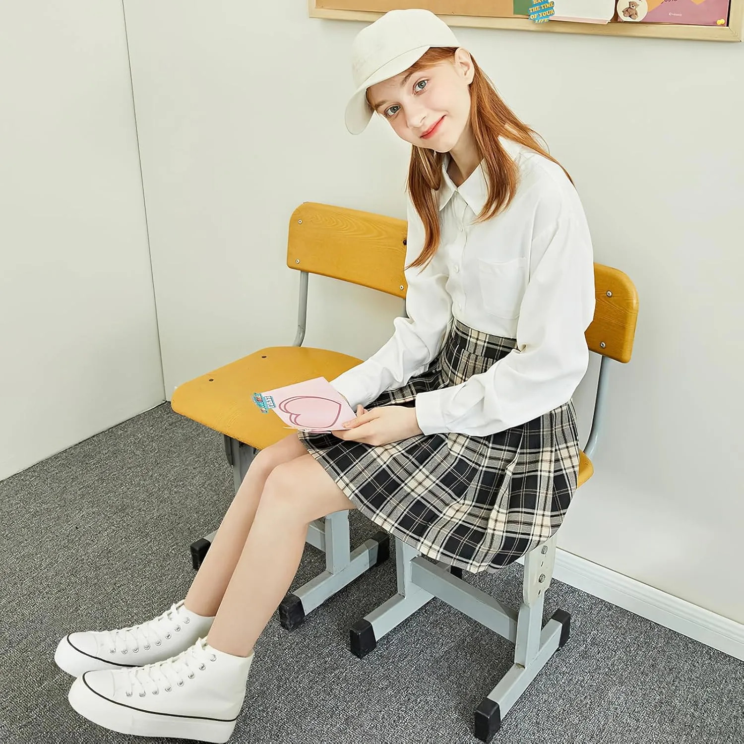 POVOGER Platform Sneakers for Women Fashion High Top Canvas Shoes White Womens Platform Shoes Casual Lace Up Mid Top Shoes