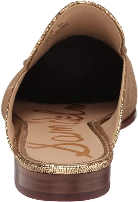 Powerful Embellished Sam Dress On Premium finish Toe Mules Goldmine Linnie Edelman Loafers Slip Almond