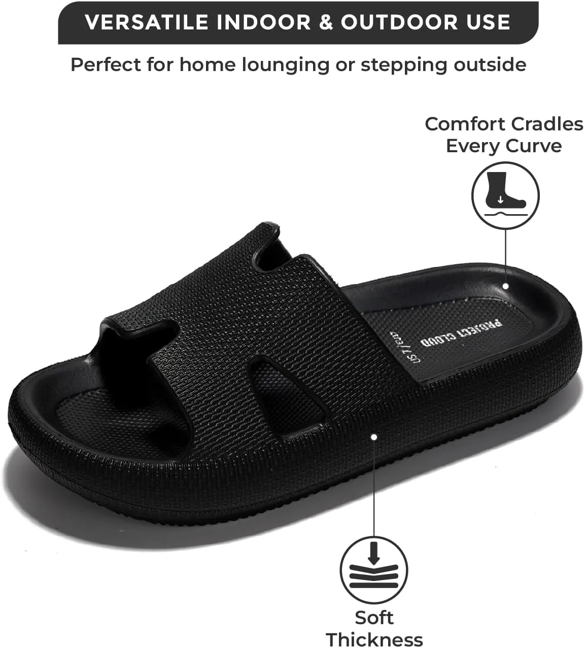 Project Cloud House Slippers Womens Sandals - Non-Slip and Lightweight Recovery Slippers for Women Beach Essentials Water Slides for Women (Pillow)