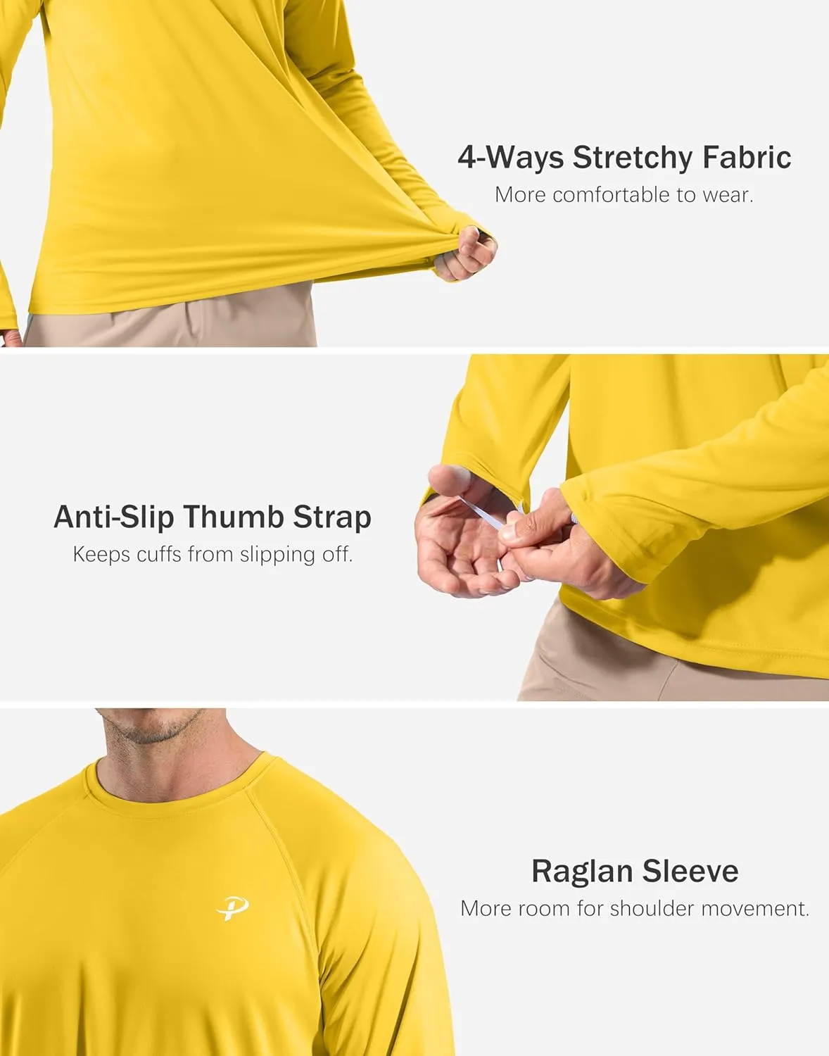 Pudolla Men's Sun Protection Shirts UV SPF UPF 50  Rash Guard Long Sleeve Lightweight Quick Dry Brethable Swimming Fishing