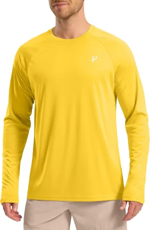 Pudolla Men's Sun Protection Shirts UV SPF UPF 50  Rash Guard Long Sleeve Lightweight Quick Dry Brethable Swimming Fishing