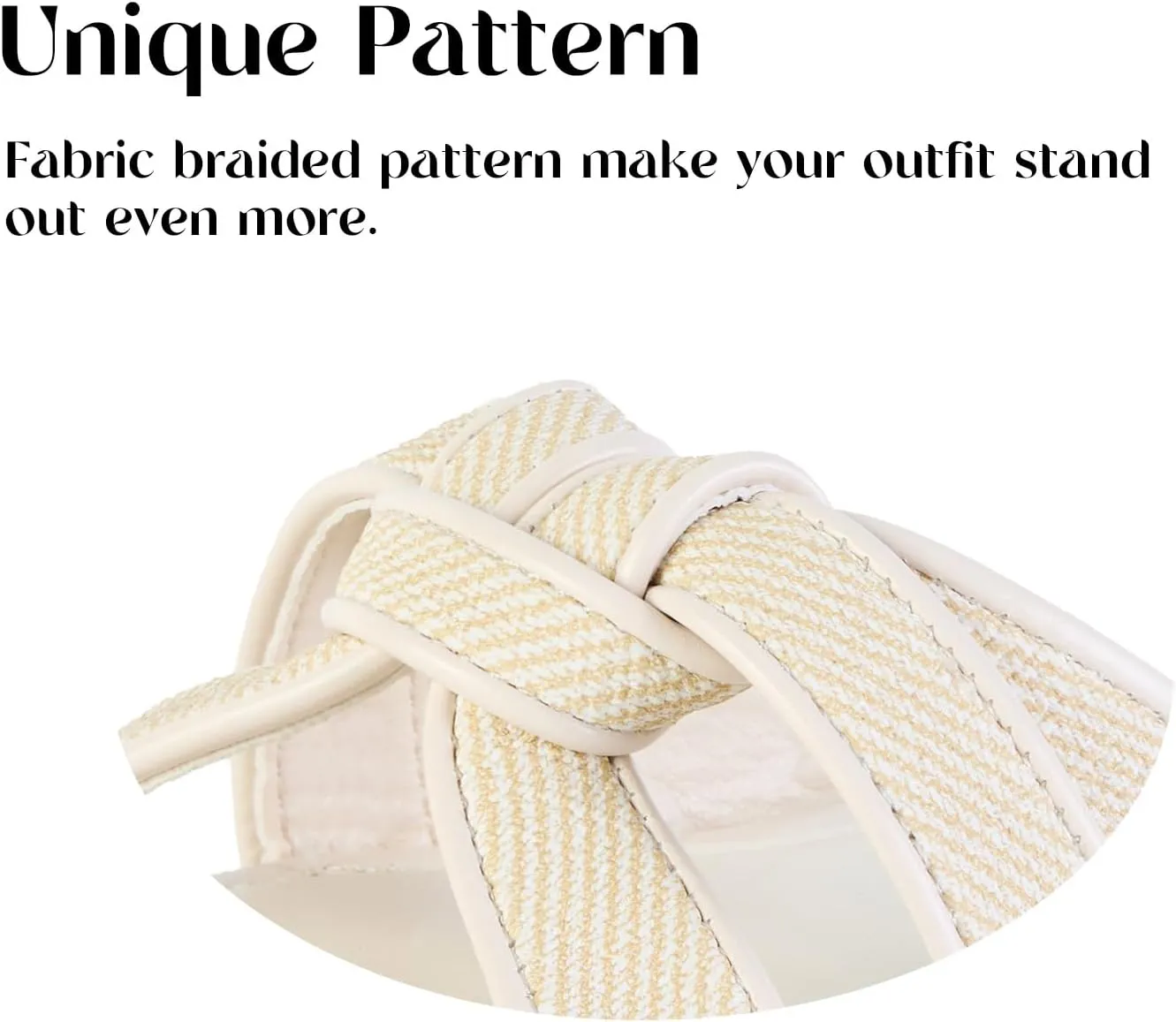 Putu Women's Flat Sandals Square Toe Slide Sandals Braided Sandals for Vacation