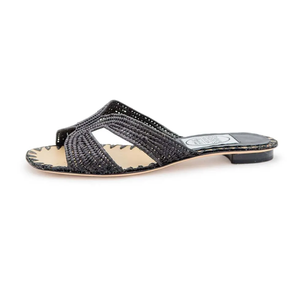 Raffia H Sandal - Black