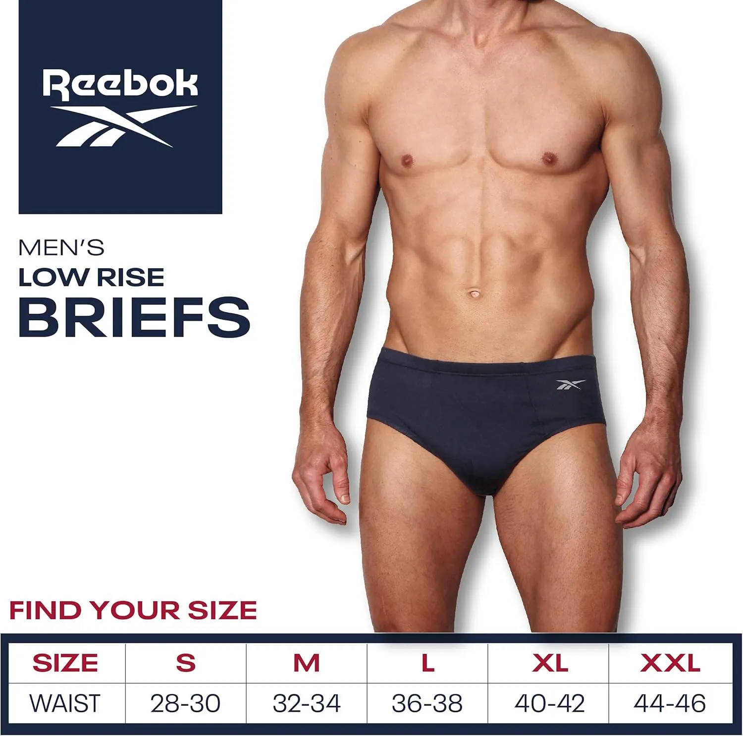 Reebok Men's Briefs - 5 Pack Quick Dry Low Rise Performance Underwear Briefs - Soft Stretch Athletic Men's Bikini Briefs S-XL