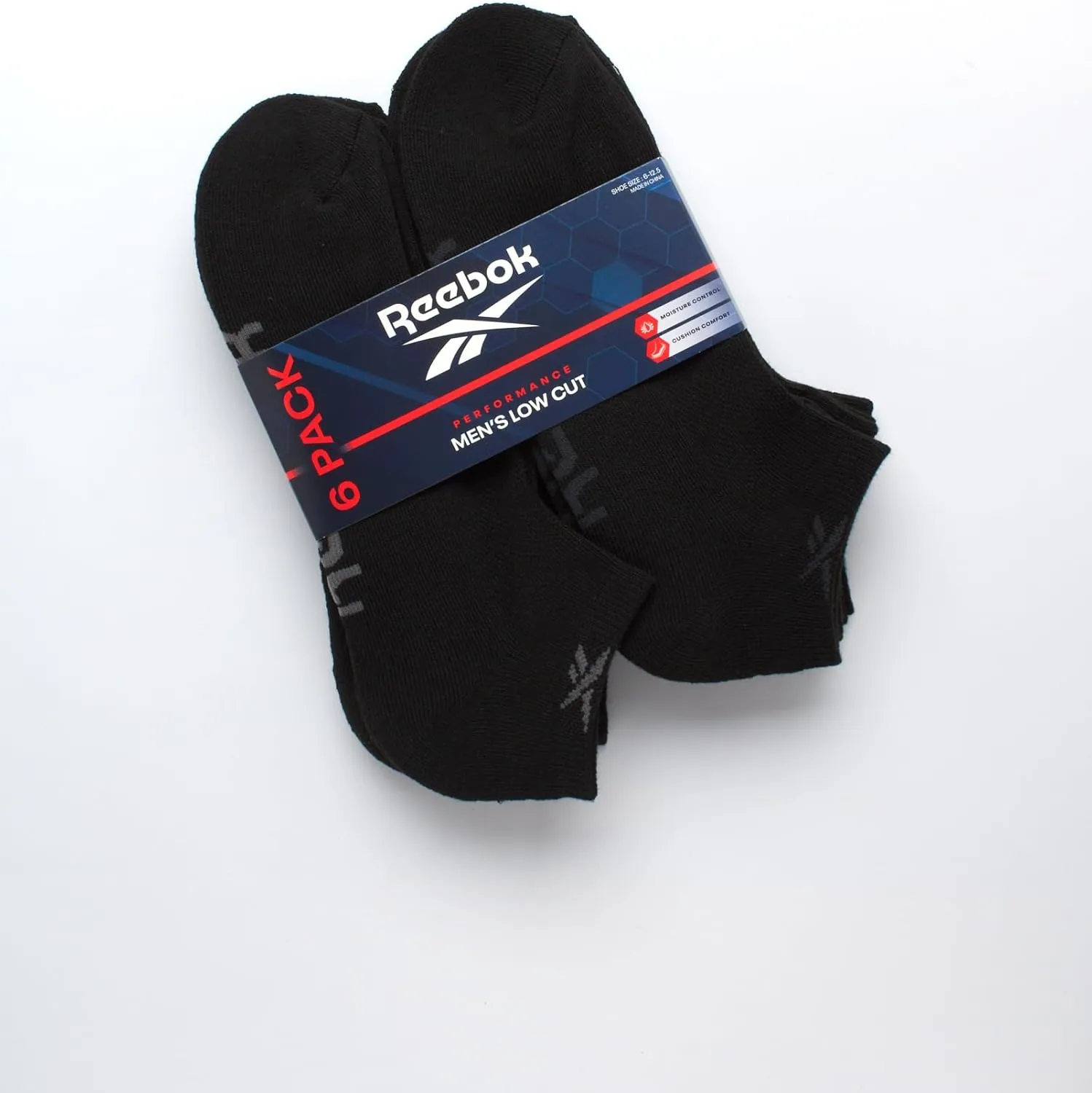 Reebok Men’s Low Cut Socks – 6 Pack Basic Cushion Low Cut No Show Socks for Men - Men's Athletic Socks (Size: 6-12.5)