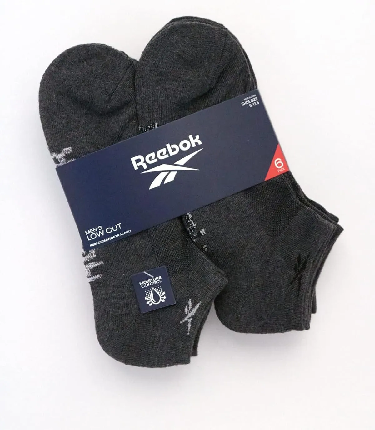 Reebok Mens Low Cut Socks – 6 Pack Basic Cushioned No Show Athletic Socks for Men (Size 6-12.5)