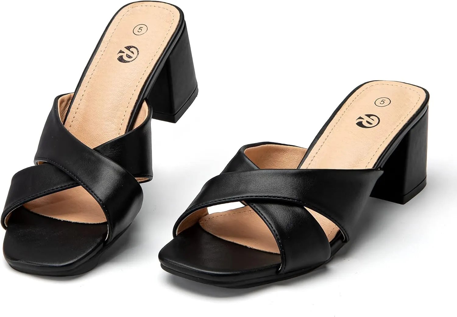 Rekayla Heeled Sandals Women Comfortable, Square Toe Sandals Comfy Mule Shoes Chunky Block Heels Women's Sandals Slip On Minimalist Heels Comfortable Mule for Long Walk Casual Shoes Summer Dressy