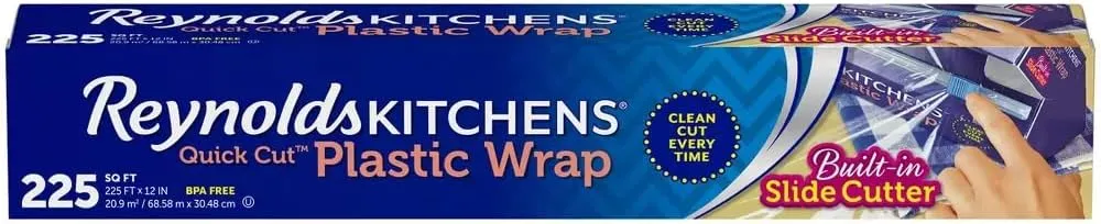 Reynolds Kitchens Quick Cut Plastic Wrap, 225 Sq Ft (Pack of 4)