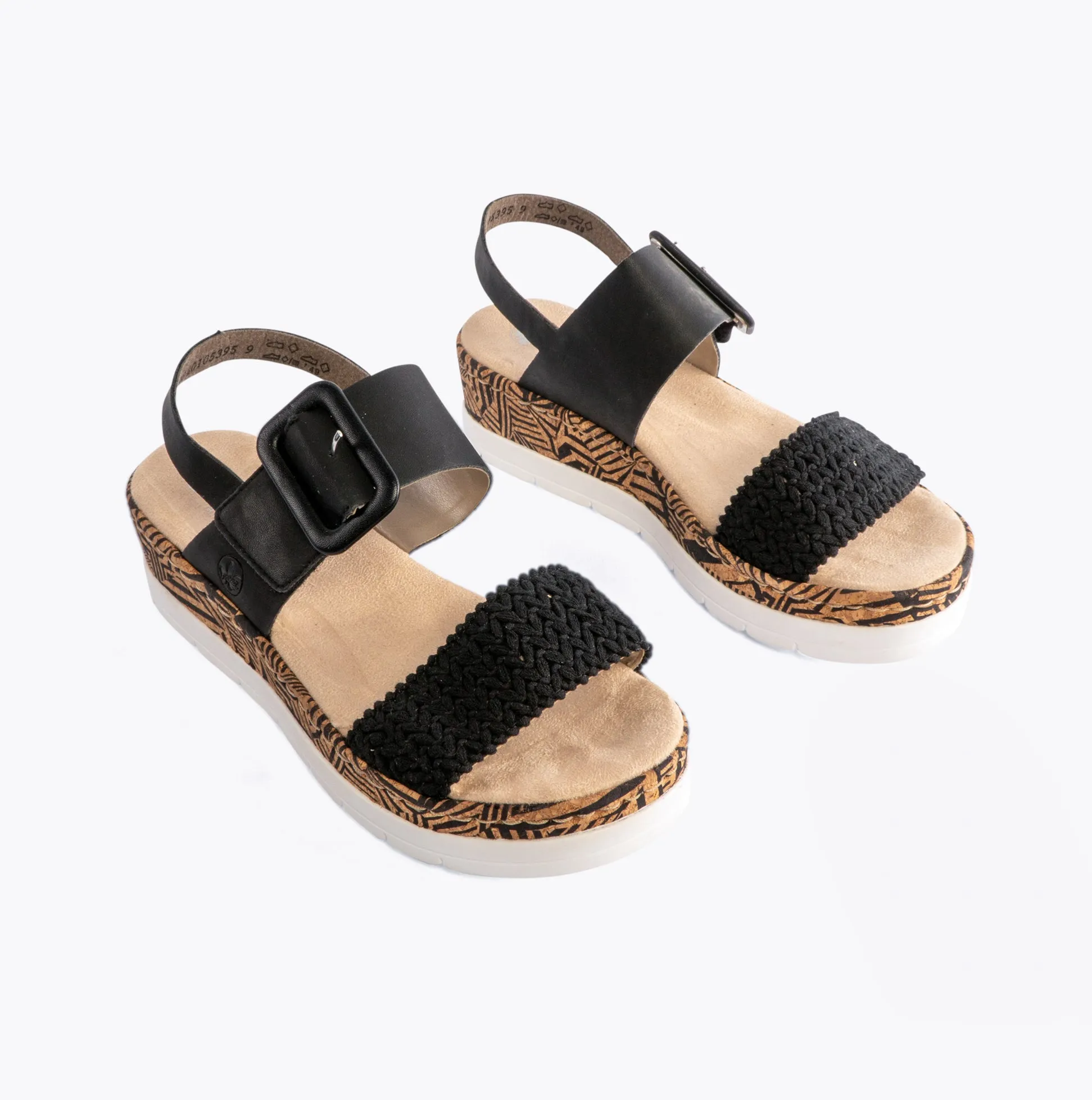 Rieker V3950-00 Womens Sandals Black
