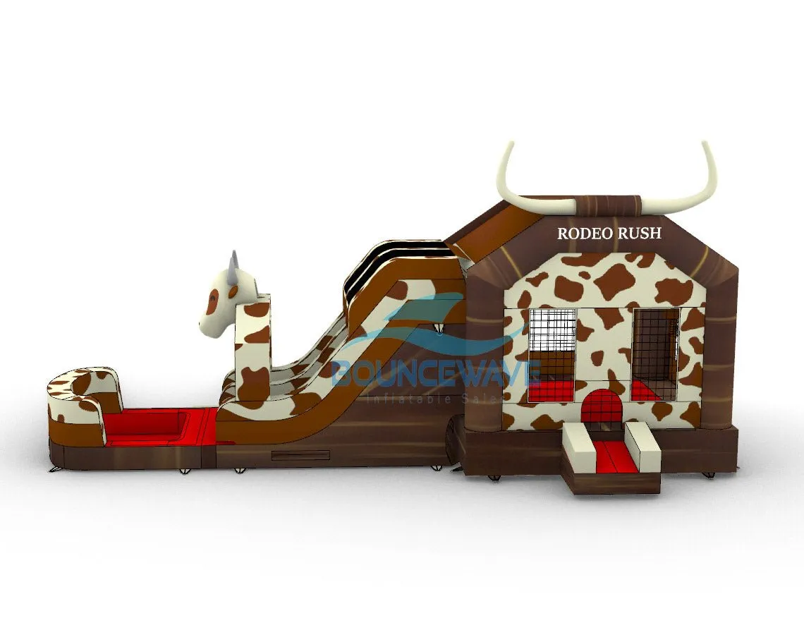 Rodeo Rush Dual Lane Bounce House with Slide (Wet/Dry)