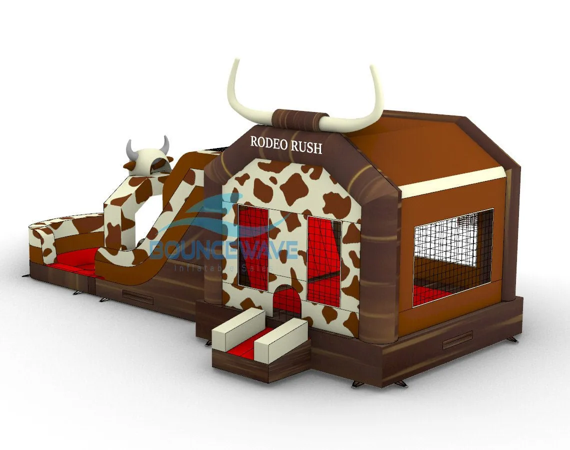 Rodeo Rush Dual Lane Bounce House with Slide (Wet/Dry)