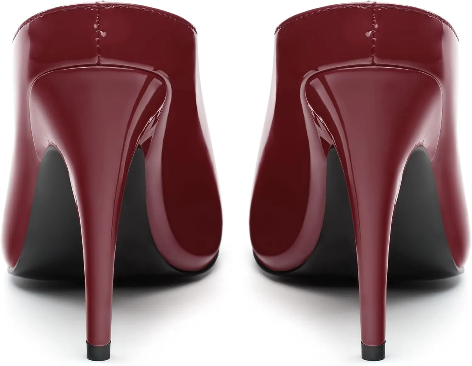 ROSERWISH Heeled Mules for Woman High Heel Mules Slip on Casual Slide Mules Square Toe Stiletto Heels Patent Comfortable Fashion Dress Shoes