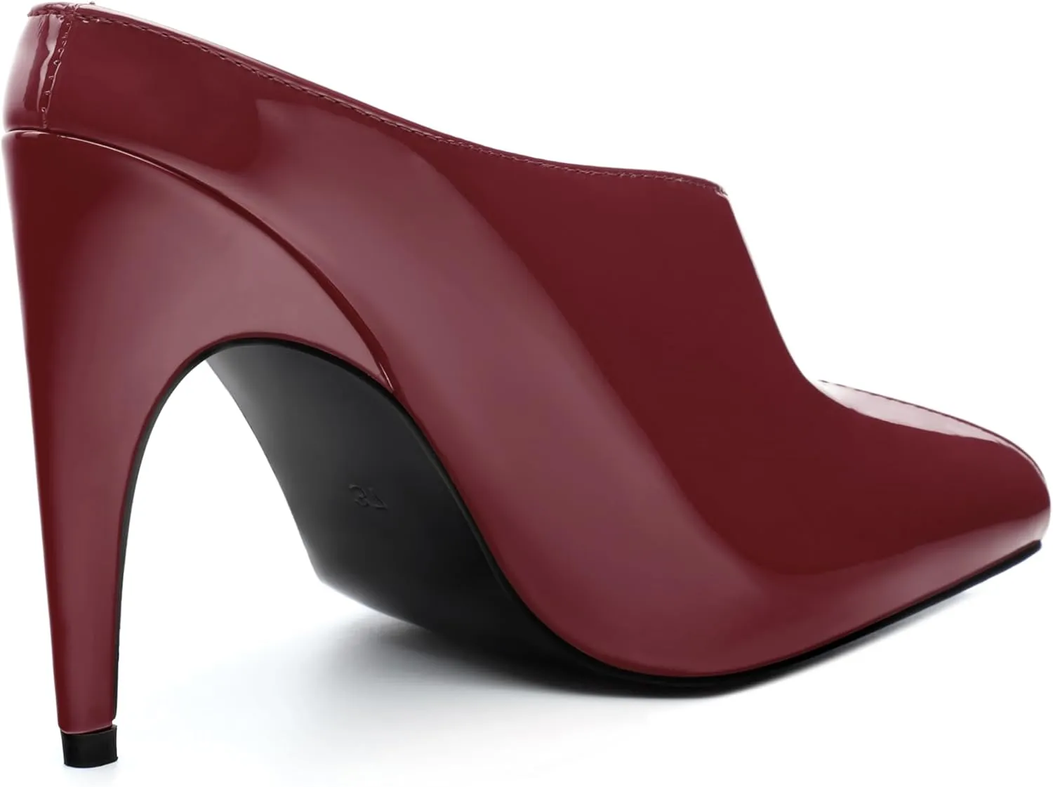 ROSERWISH Heeled Mules for Woman High Heel Mules Slip on Casual Slide Mules Square Toe Stiletto Heels Patent Comfortable Fashion Dress Shoes