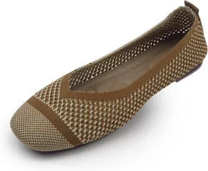 RVROVIC Women Flat Shoes Knitted Lightweight Slip-on Loafers Breathabel Soft Comfortable Ballet Flats