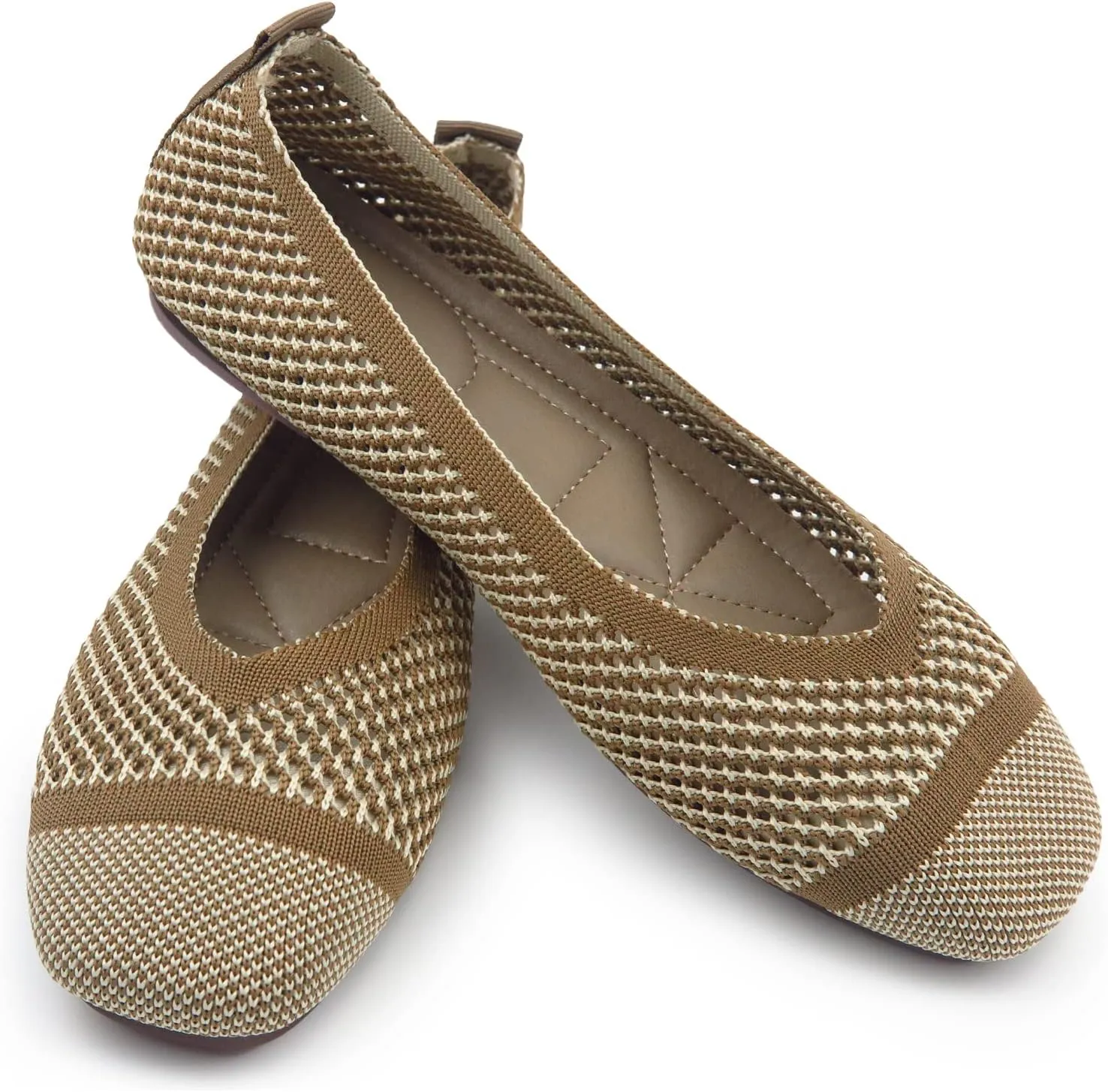 RVROVIC Women Flat Shoes Knitted Lightweight Slip-on Loafers Breathabel Soft Comfortable Ballet Flats