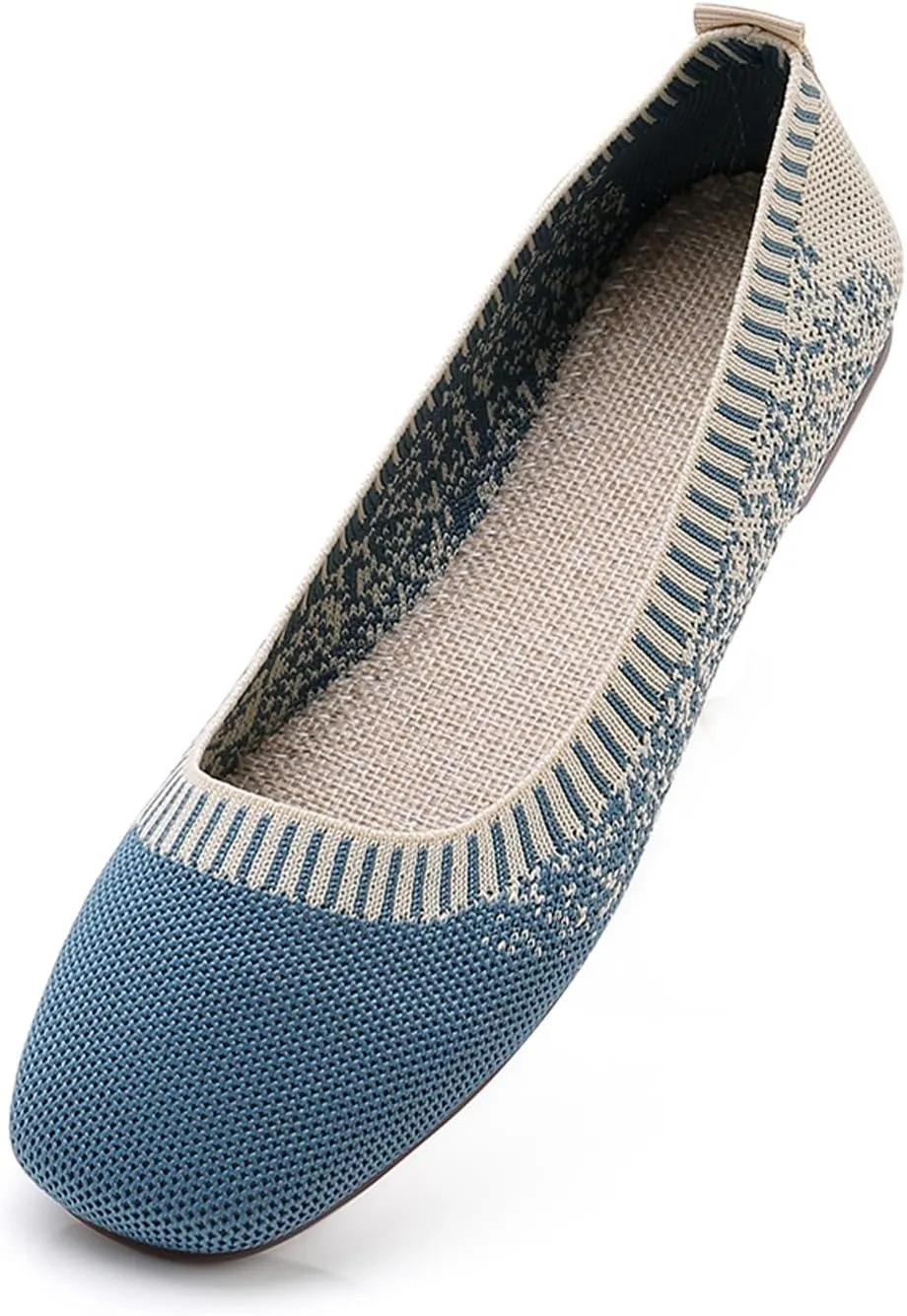 RVROVIC Women Flat Shoes Knitted Lightweight Slip-on Loafers Breathabel Soft Comfortable Ballet Flats