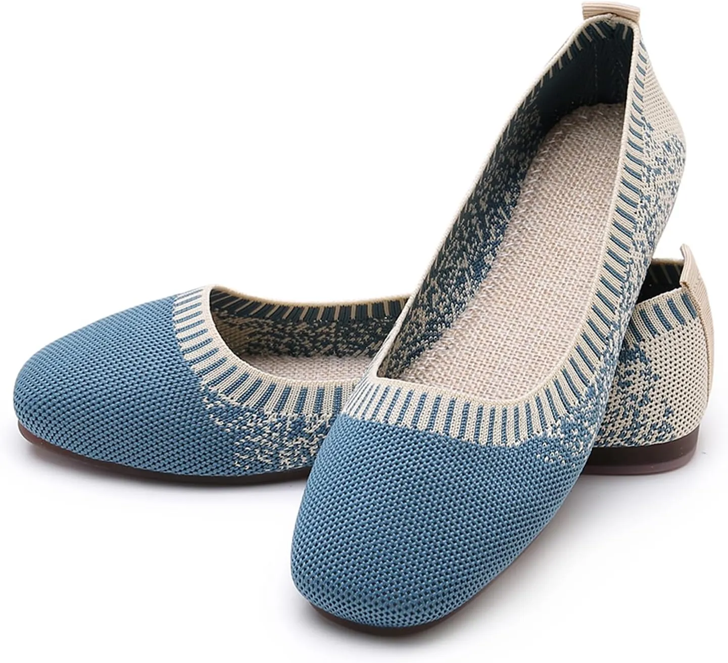 RVROVIC Women Flat Shoes Knitted Lightweight Slip-on Loafers Breathabel Soft Comfortable Ballet Flats
