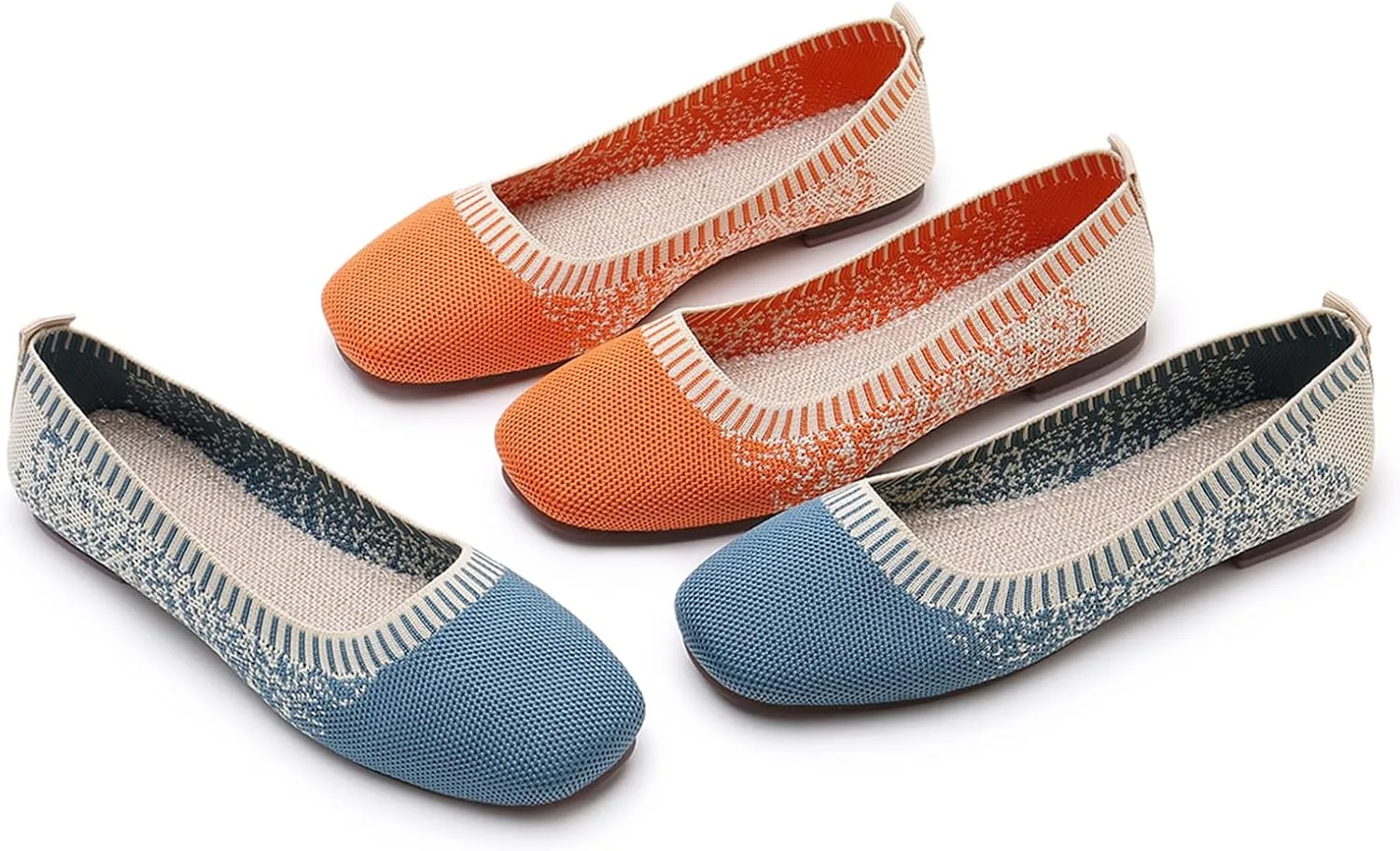 RVROVIC Women Flat Shoes Knitted Lightweight Slip-on Loafers Breathabel Soft Comfortable Ballet Flats