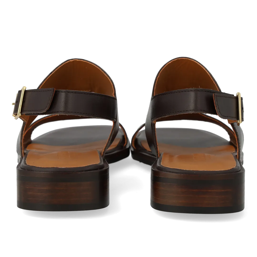 Sandal with decorative stitching detail