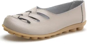 Sandals for Women 2025 Breathable Leather Loafers Hollow Soft-Soled Wedges Comfortable Cowhide Leather Shoes