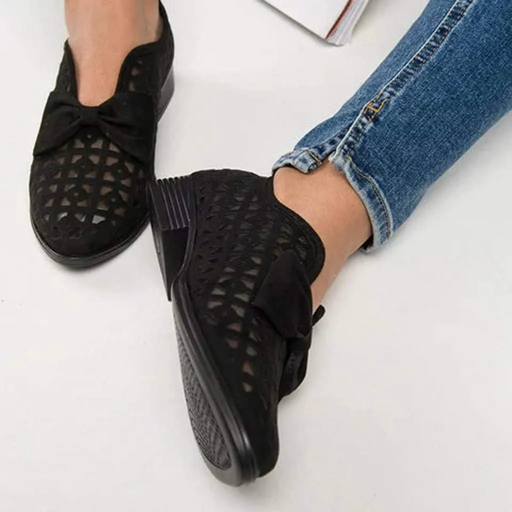 Sandals for Women Platform, Pointed Toe Breathable Wedges Loafers Bowknot Hollow Out Walking Shoes Beach Casual Sandals