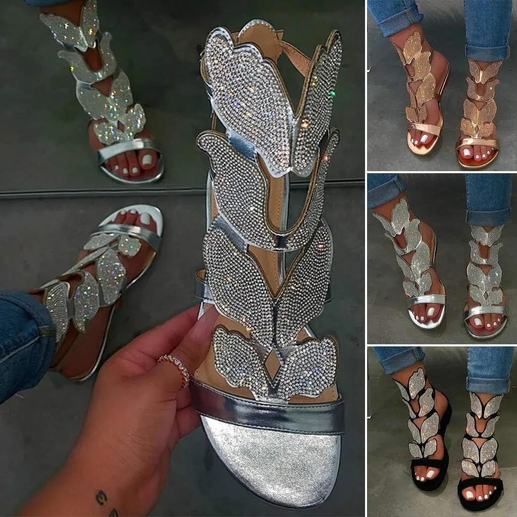 Sandals for Women Platform,Women 2020 New Fahison Rhinestone Butterfly Non-Slip Breathable Casual Sandals Sandals