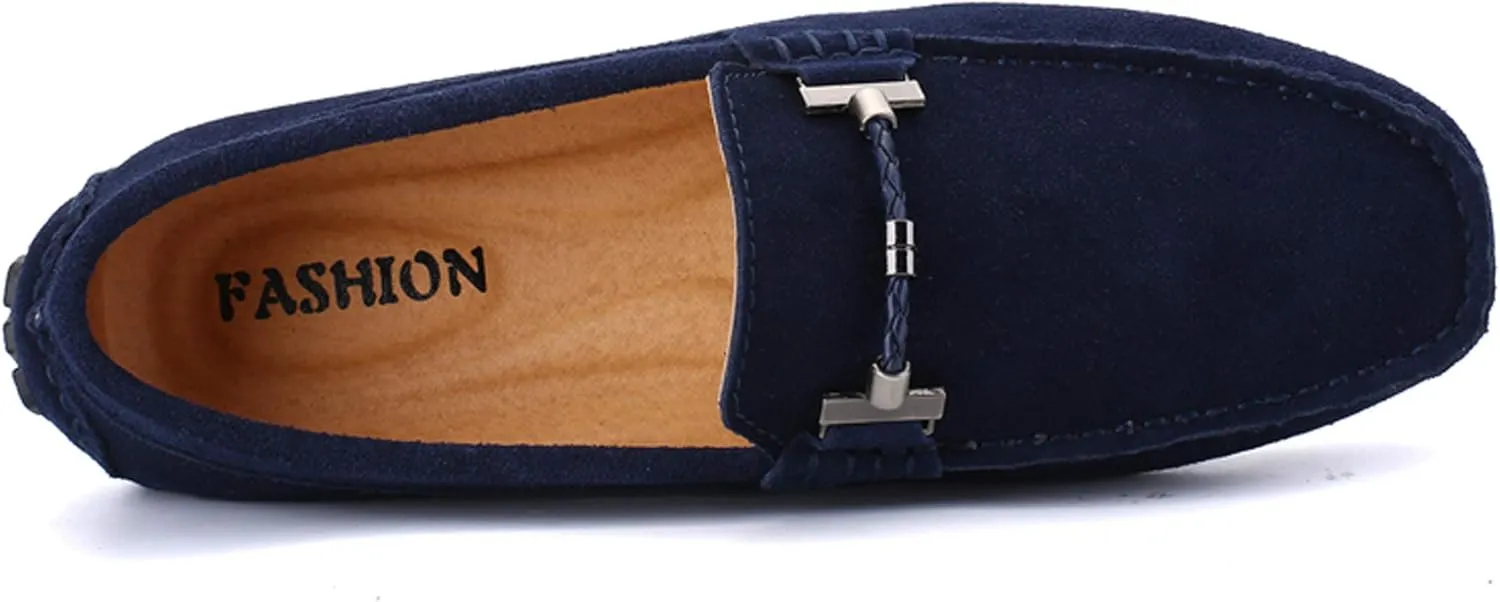 Santimon Mens Driving Penny Loafers Suede Moccasins Slip On Casual Dress Boat Shoes