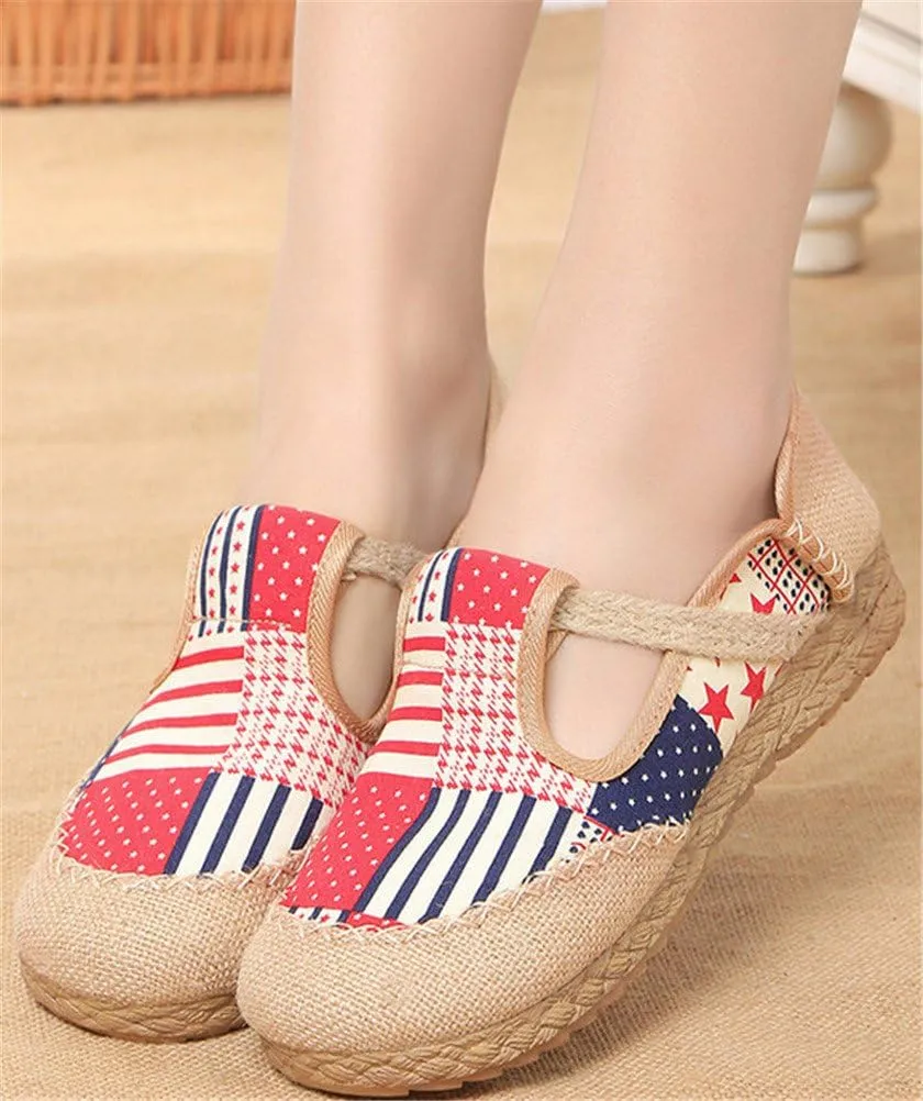 SATUKI Embroidered Shoes for Women, Chinese Style Handmade Casual Loafer Flat Dress Shoes