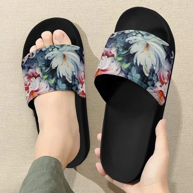Semioury Dahlia Cozy Indoor Outdoor Non Slide Slipper Women Iris Butterfly Comfort Four Season Slippers Thick Cushioned Sole