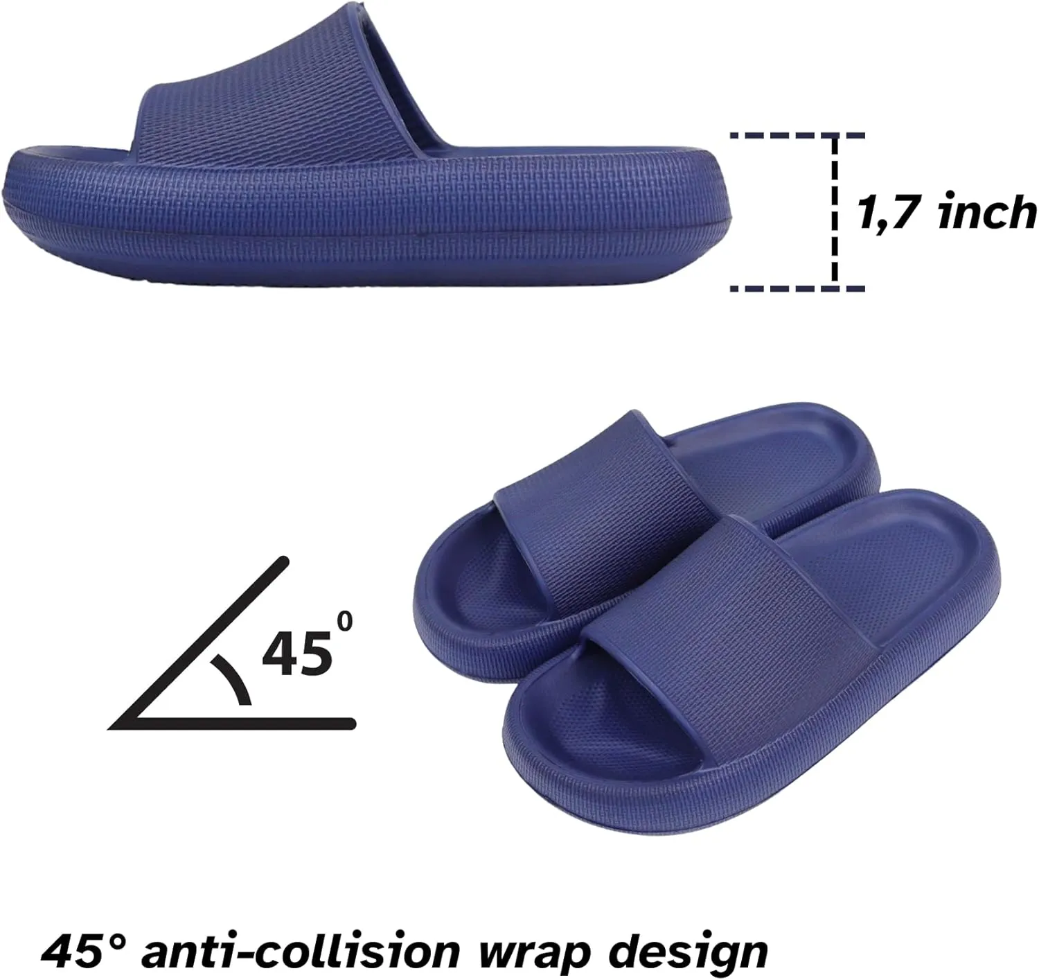 SEVENHILLDIAMONDS Thick Sole Slipper for Women and men - Pillow Slide - Indoor and Outdoor Sandal - Non Slip Slipper - Beach Slide - Quick Drying Sandal