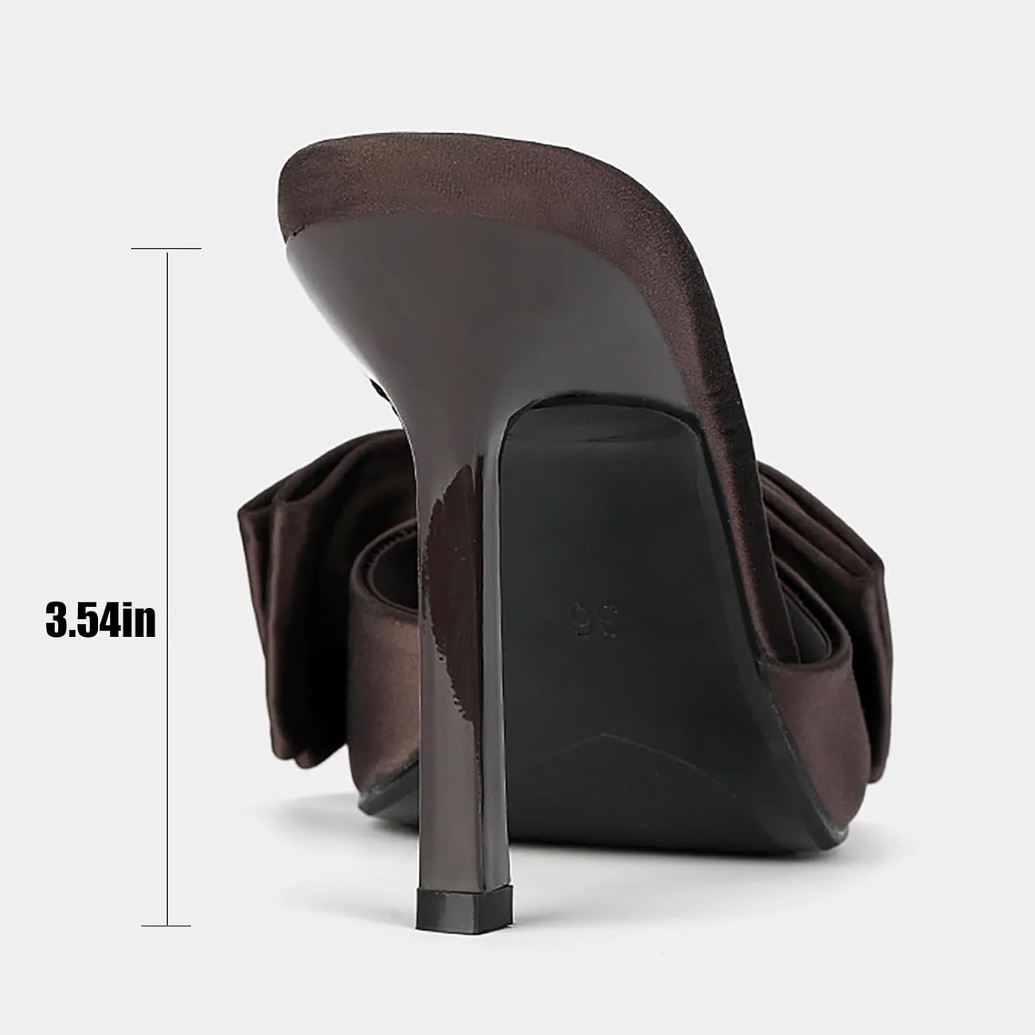 Sexy Pointed Toe Stiletto Satin Bow Slides For Women Elegant Slip On Comfort Peep Toe High Heel Backless Bridal Mule Slippers Summer Party Prom Wedding Dance Heel Sandals