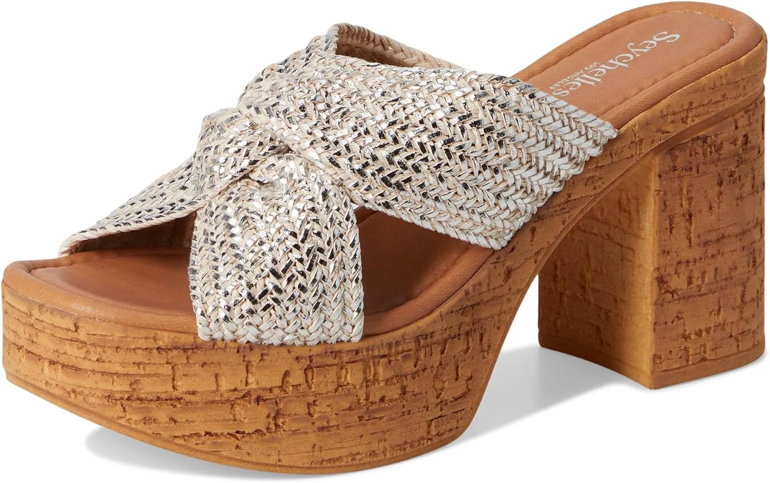 Seychelles Women's Adorned Metallic Raffia Slide Sandal