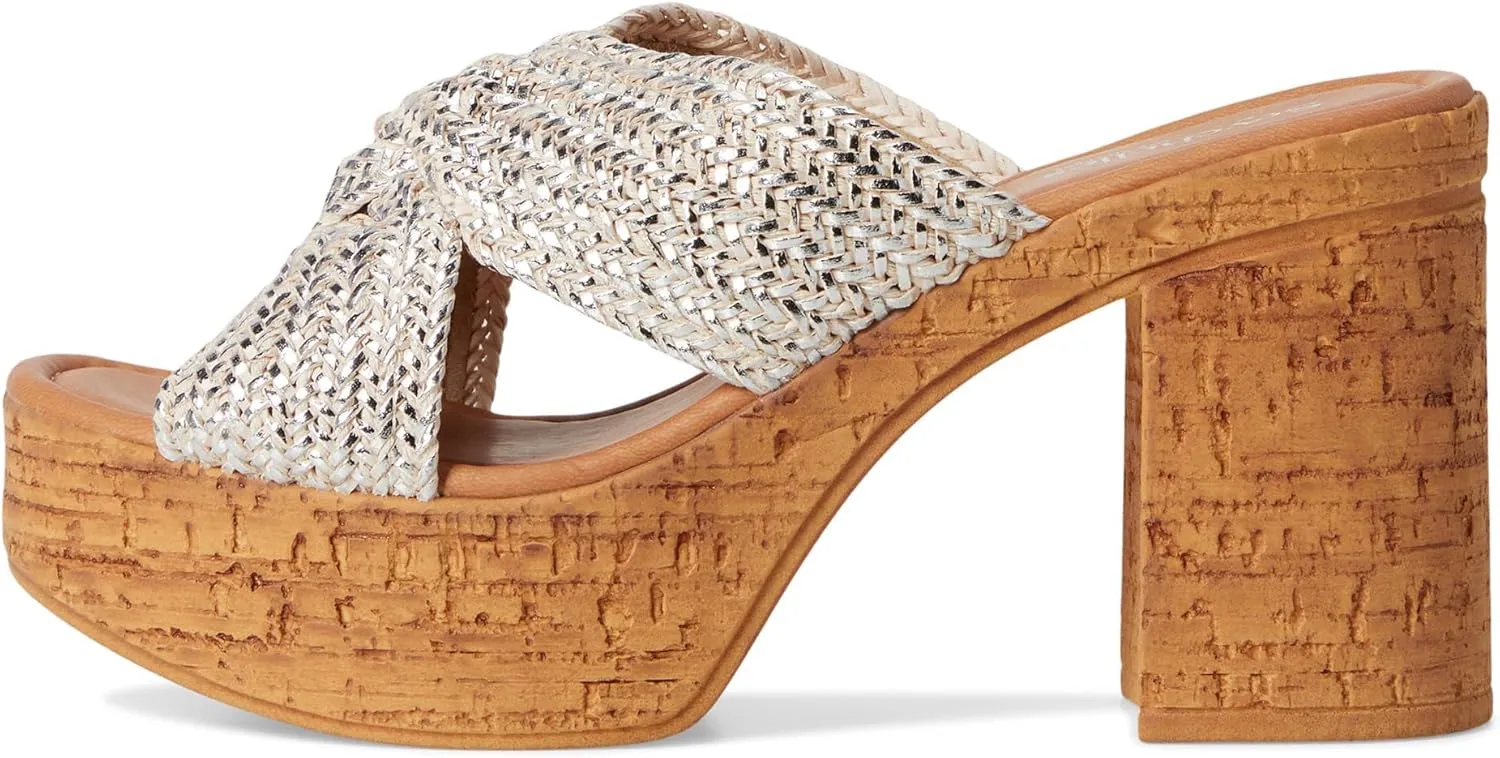 Seychelles Women's Adorned Metallic Raffia Slide Sandal