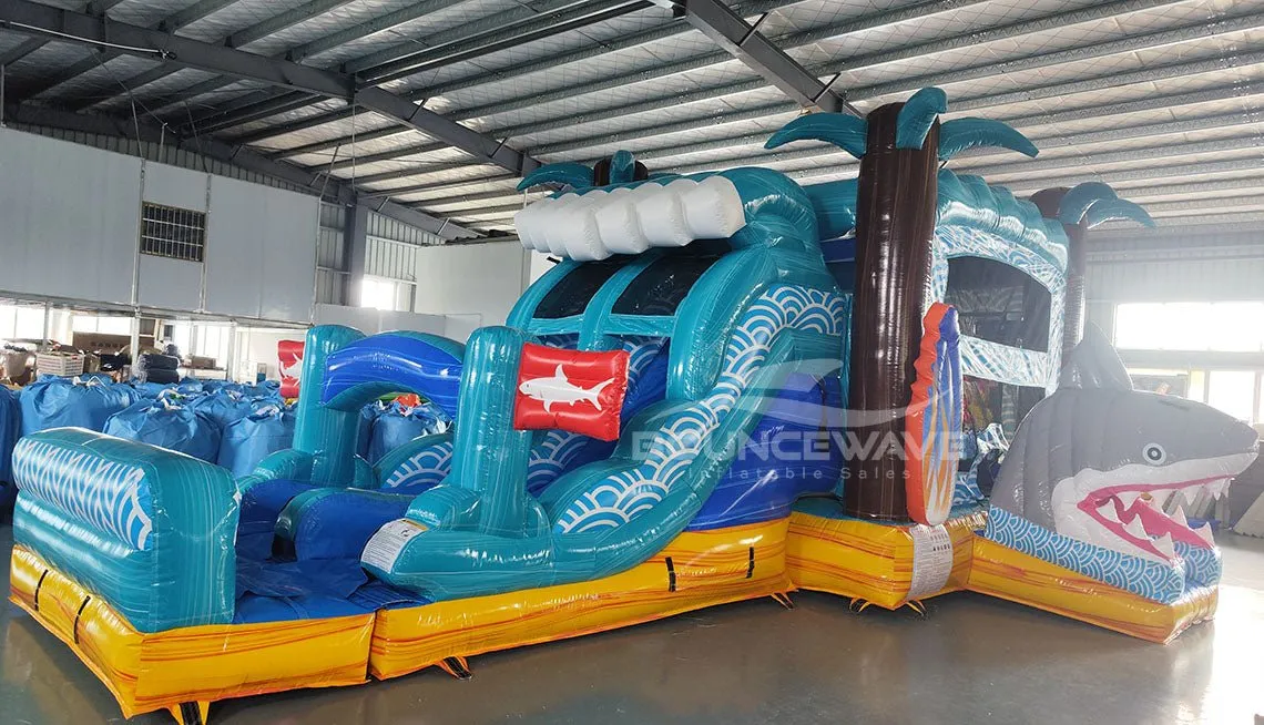 Shark Beach Dual Lane Bounce House with Slide (Wet/Dry)