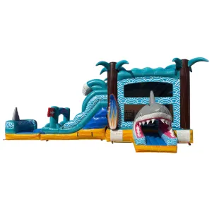 Shark Beach Dual Lane Bounce House with Slide (Wet/Dry)