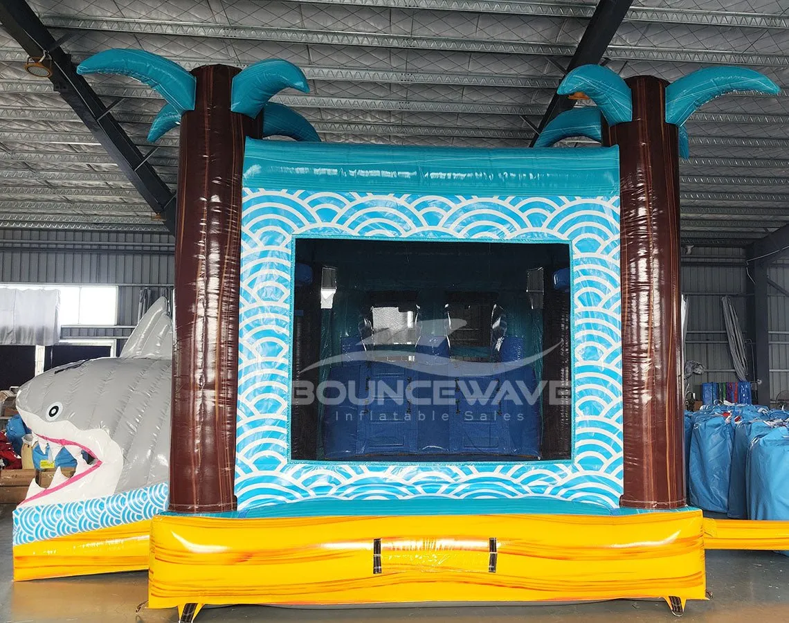 Shark Beach Dual Lane Bounce House with Slide (Wet/Dry)