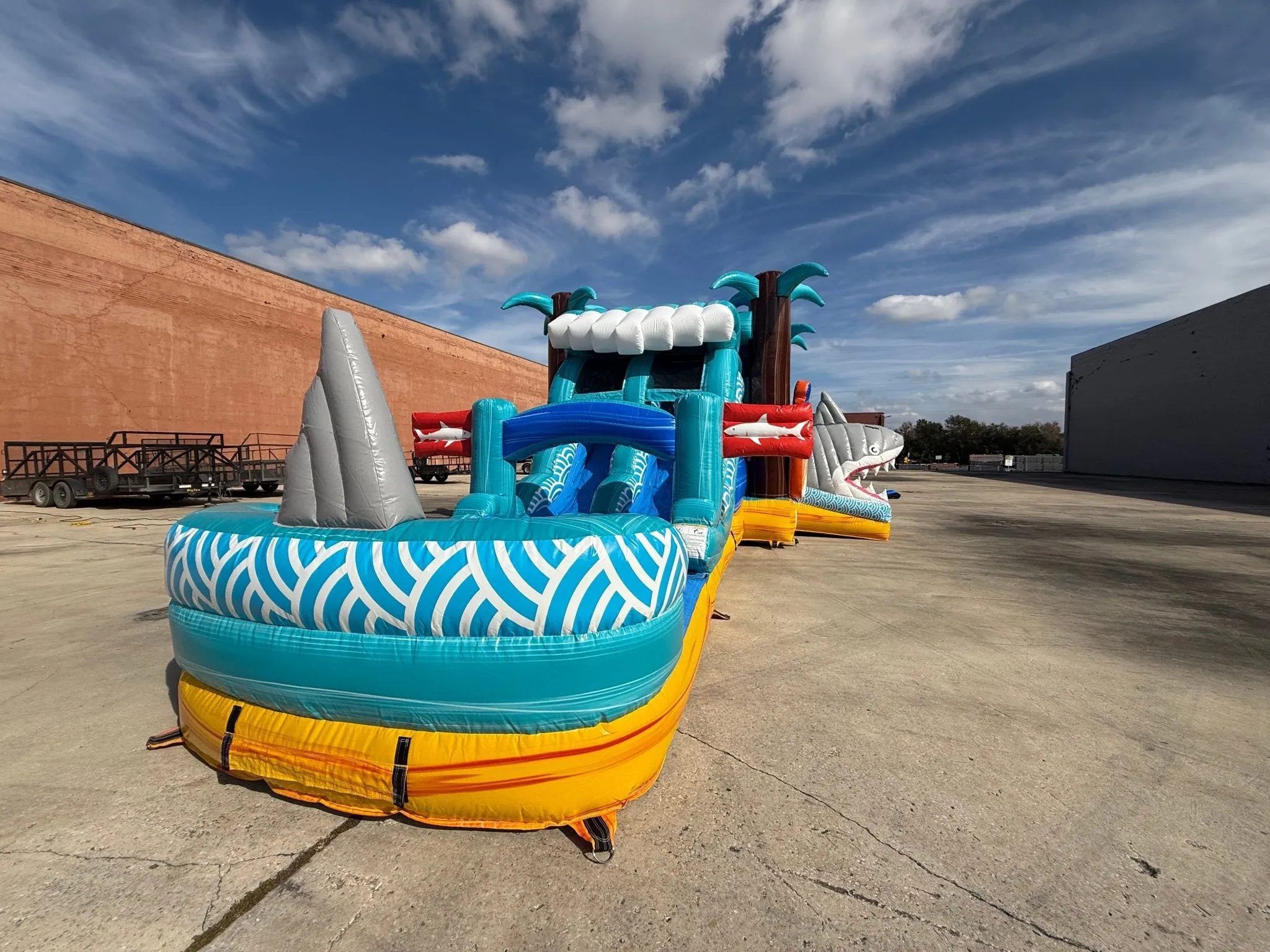 Shark Beach Dual Lane Bounce House with Slide (Wet/Dry)