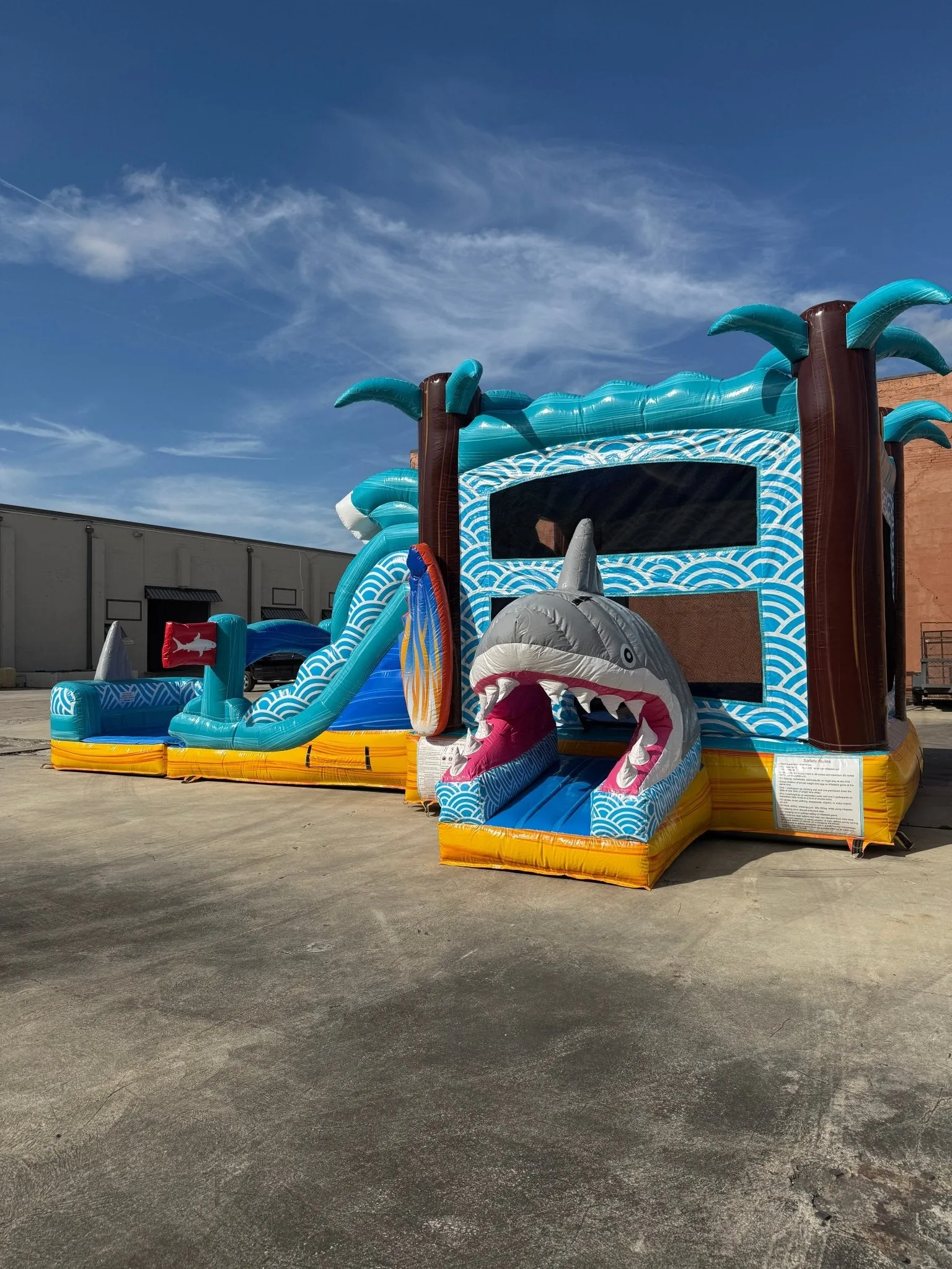 Shark Beach Dual Lane Bounce House with Slide (Wet/Dry)